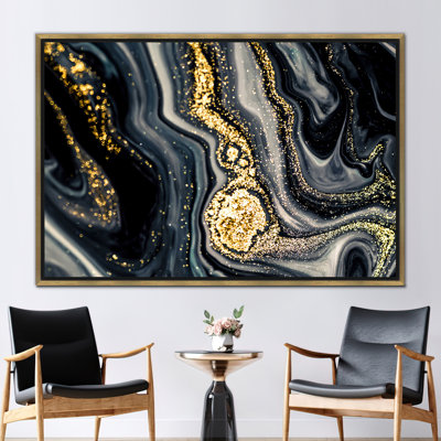 Modern Marble Abstract Canvas Art - Luxury Shimmering Contemporary Wall Decor