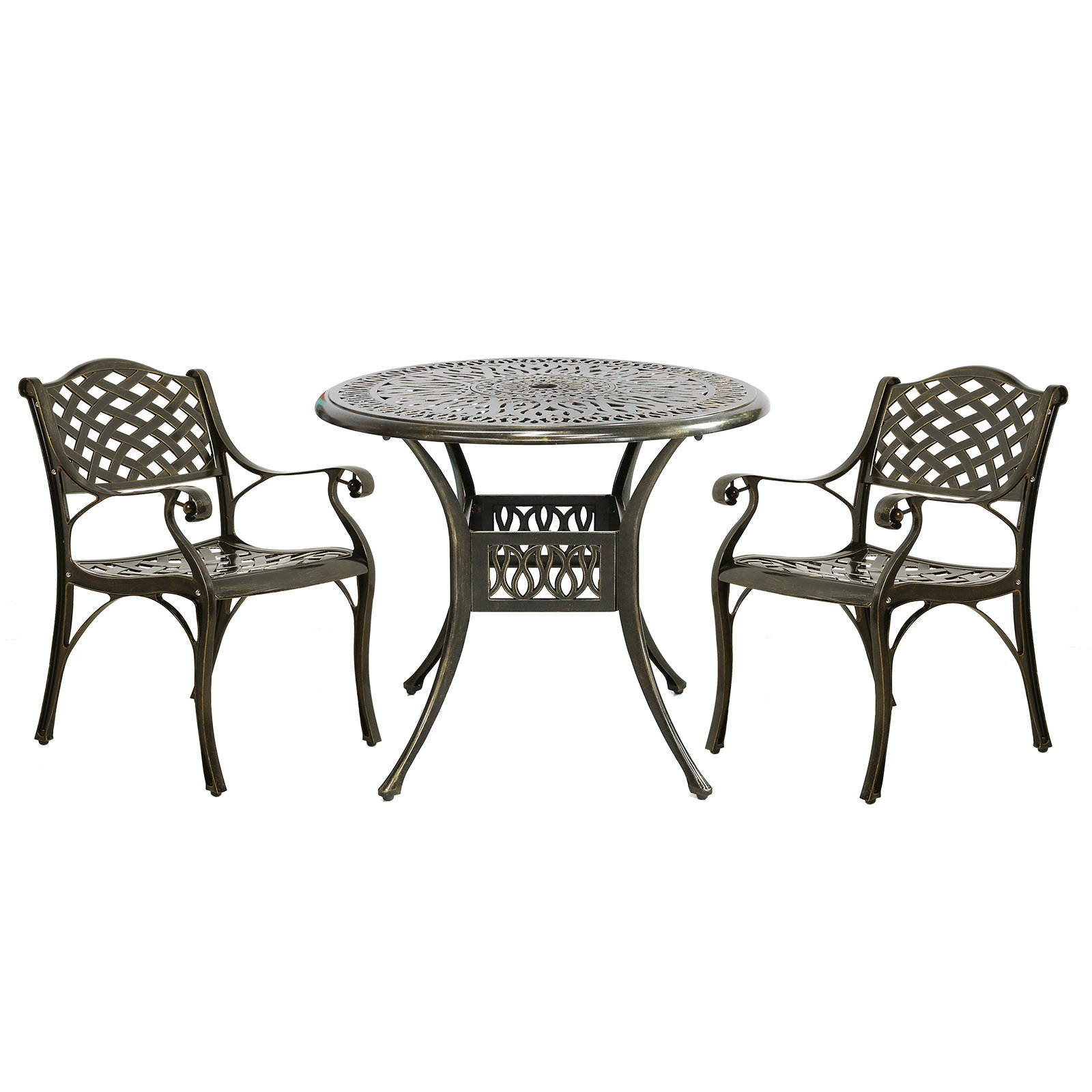 Darby Home Co 3 Piece Patio Bistro Set, Outdoor All-Weather Cast ...