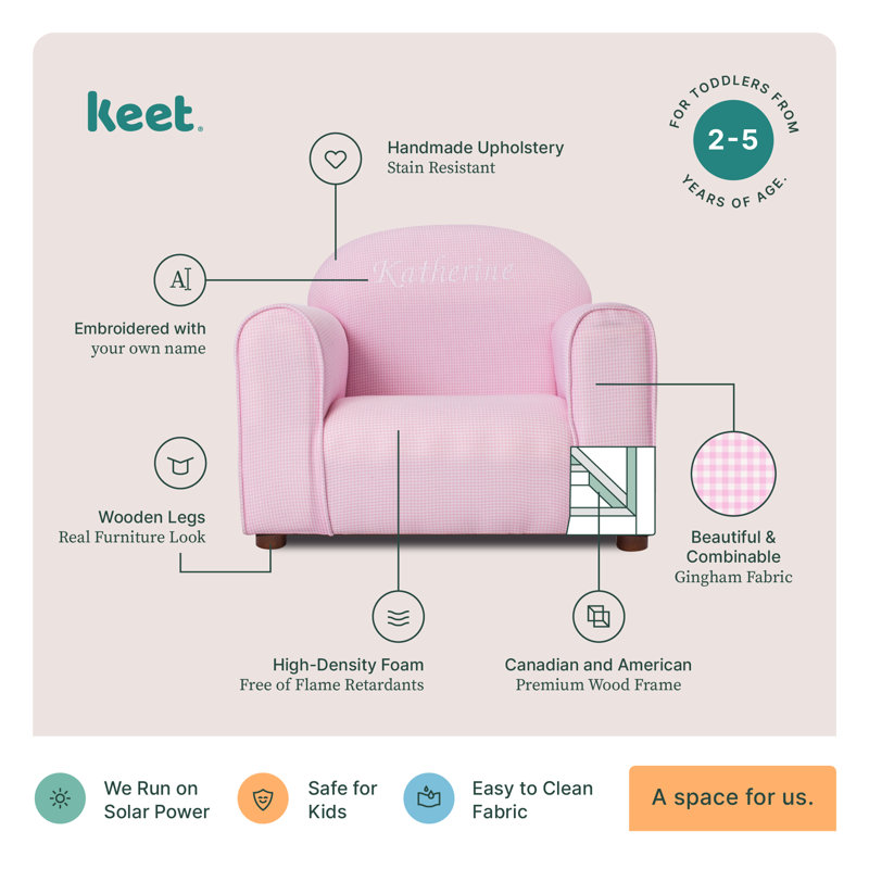 Fauteuil club personnalisé Keet, Gingham, Rouge, Oui, Rose
