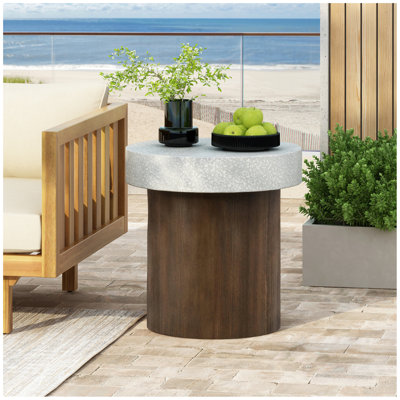 Table d'appoint MGO [plateau blanc antique + cadre en bois naturel]