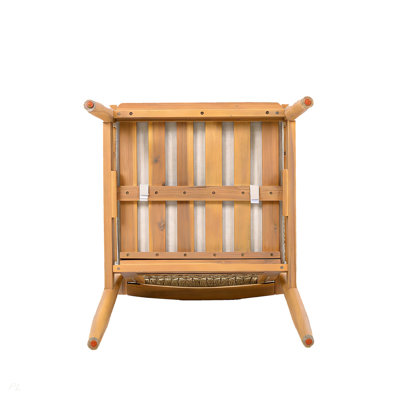 Ensemble de 2 chaises de salle à manger d'extérieur, fauteuil de patio en bois d'acacia avec dossier et accoudoirs multicolores en corde brune et coussin lavable beige