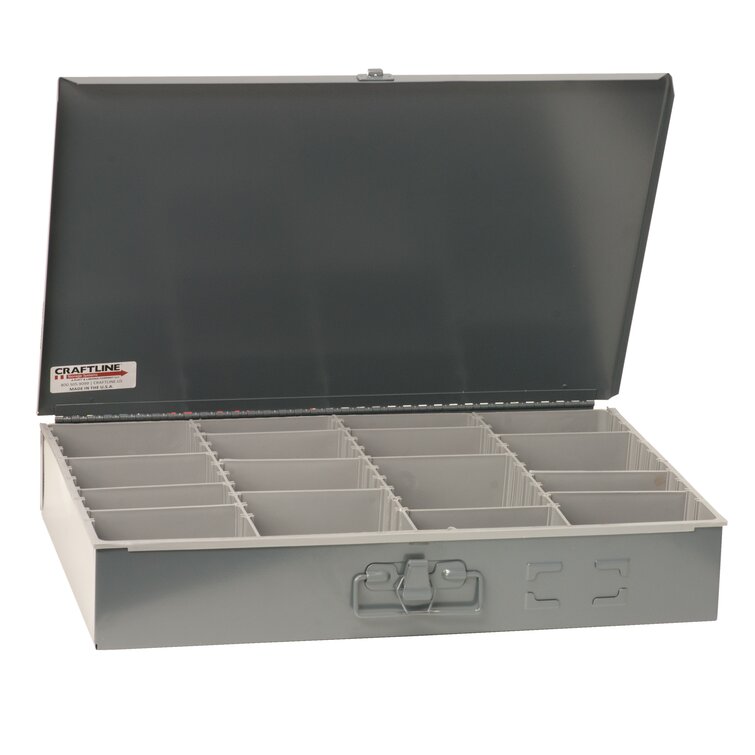 Craftline 18-in W x 3-in H x 12-in D Steel Adjustable Compartment Box with Dividers Grey | PL-AJP