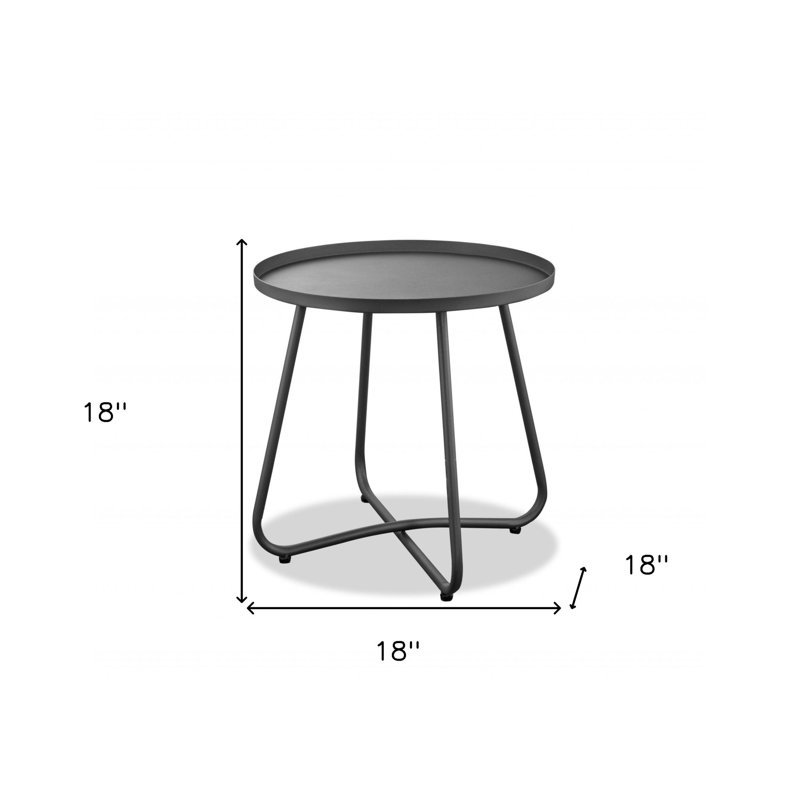 Eesaa Gray Aluminum Round Indoor Outdoor Side Table