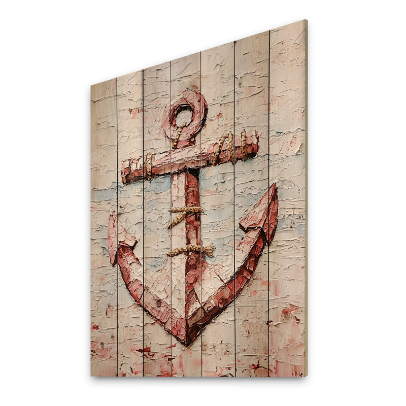 Ancre minimaliste sérénité - art mural en bois côtier sur bois de pin naturel, H 44 po x l 34 po
