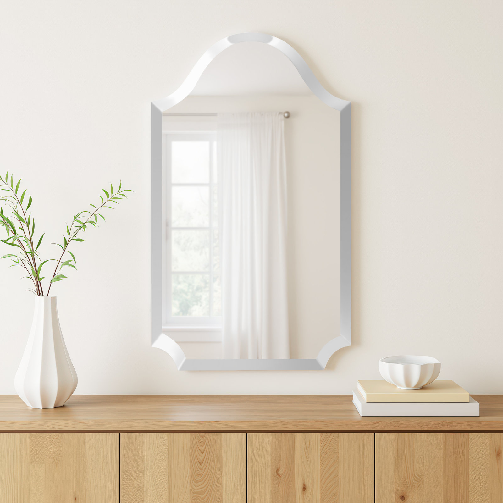 Morlan 16" Scalloped Accent Mirror, 27" H x 16" W x 1" D