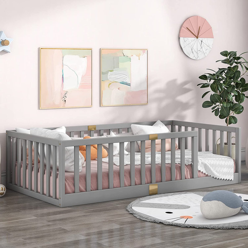 Kids Twin Toddler Beds, Gray