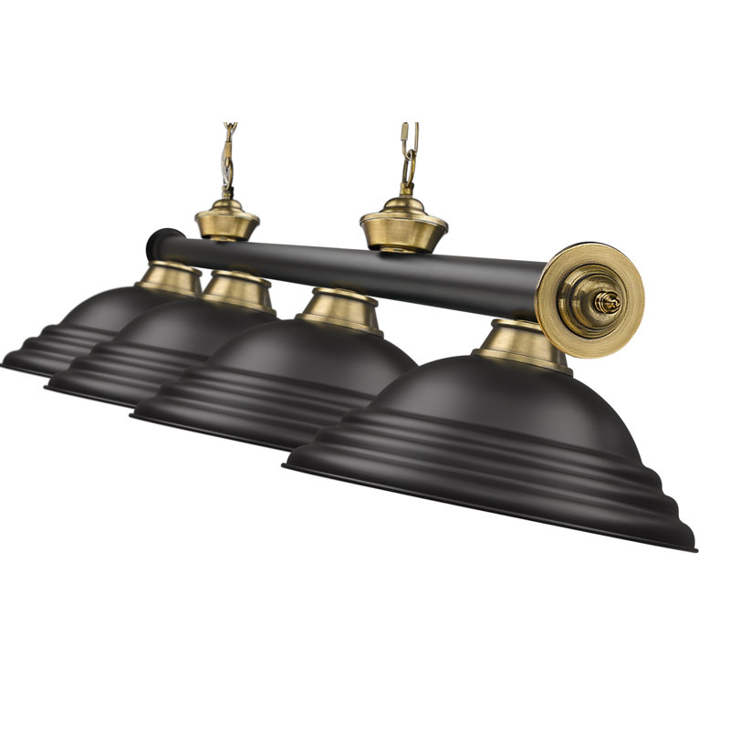 Billard 4 lumières Annaleisa, Noir mat / laiton frotté, Noir mat