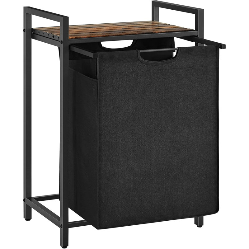 MDF, Steel, Oxford Fabric Laundry Cart, Black/Brown