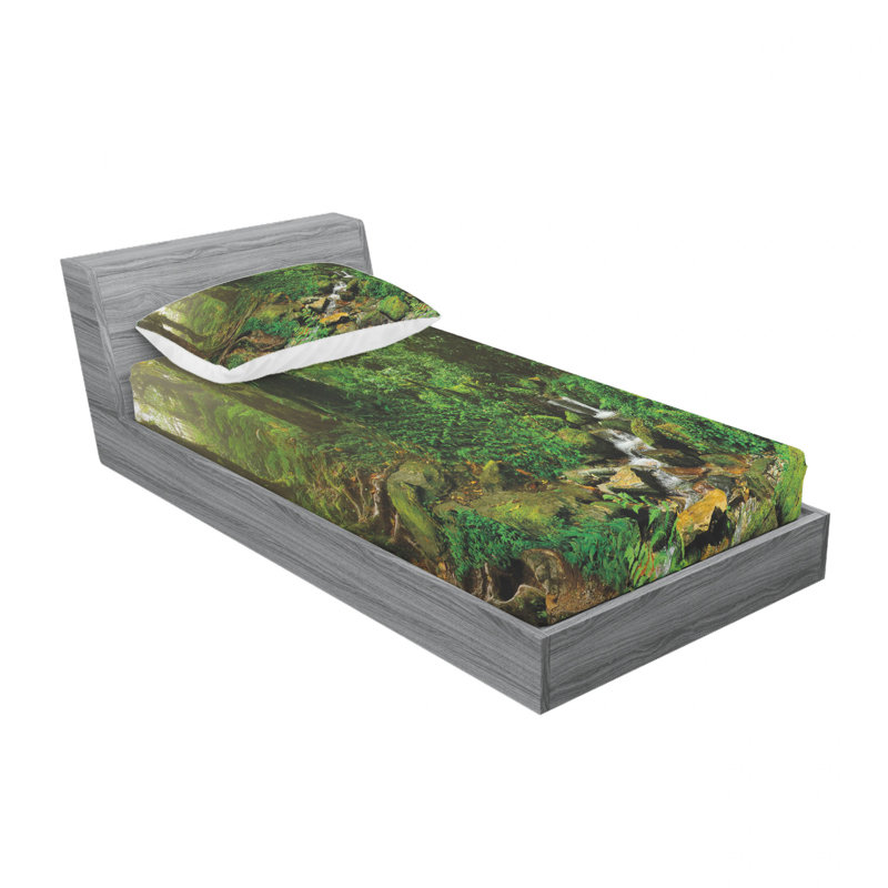 Ensemble de draps rainforest et herbe fraîche, Ensemble de draps pour lit simple avec drap-housse