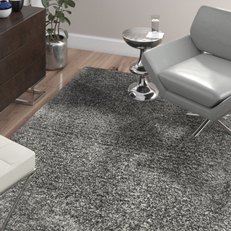 Tapis gris touffeté à la main Billie-Faith, Rectangle 8 pi x 10 pi