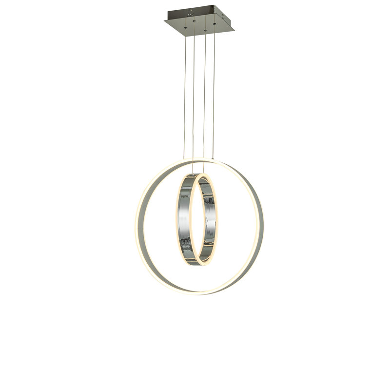 Luminaire suspendu en chrome Thumprints Aria, H 24 po x l 24 po x P 16 po, Chrome chrome