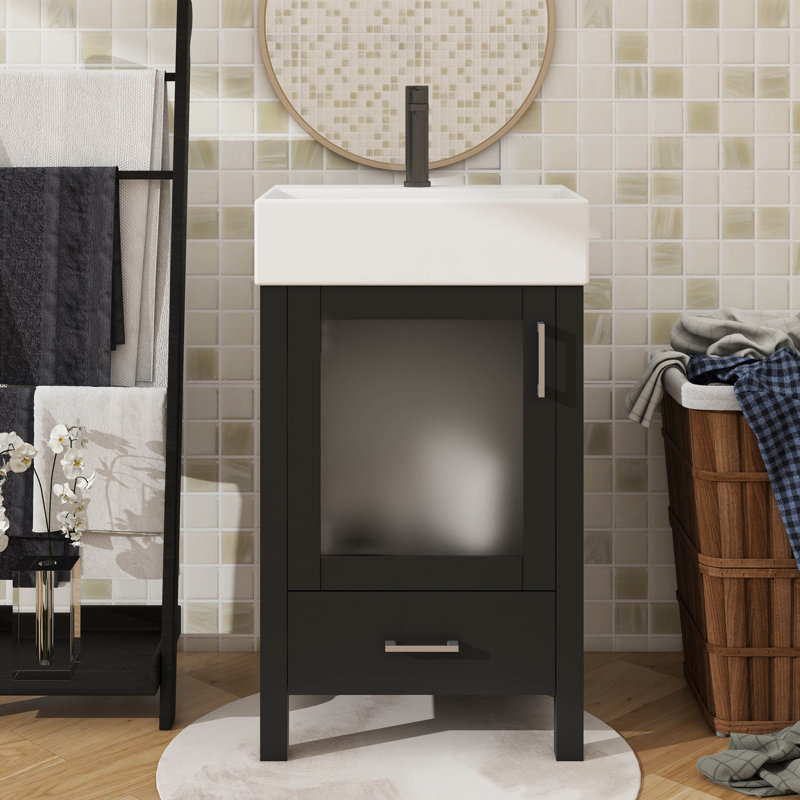 Meuble-lavabo de 20 po avec lavabo en céramique et rangement suffisant