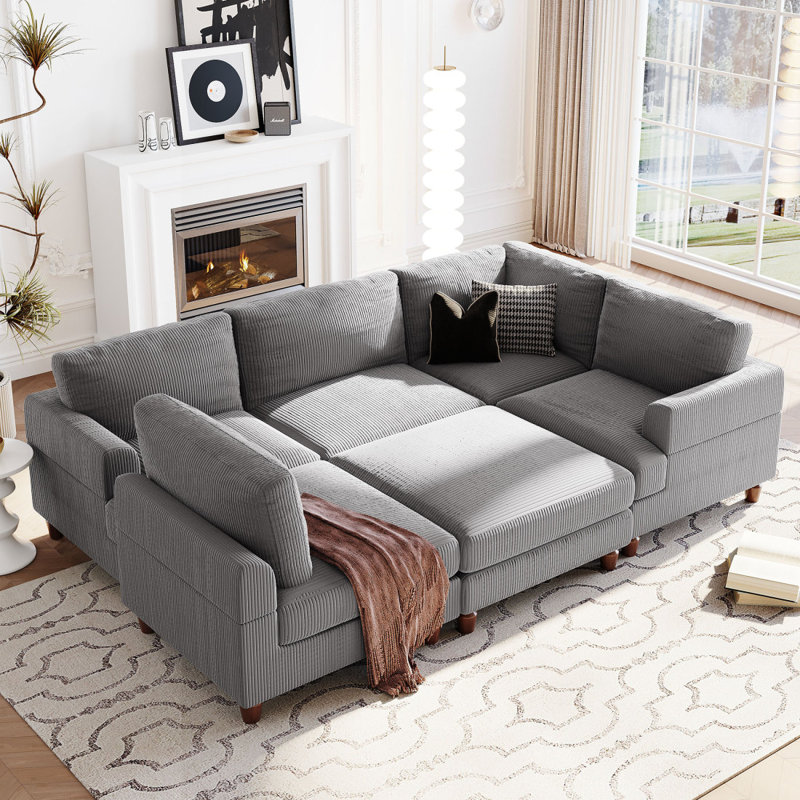 Canapé modulaire Godina, Polyester gris