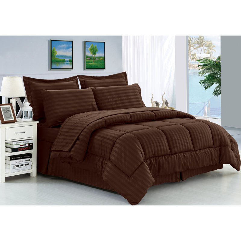 Ensemble d'édredon réversible en microfibre 8 pièces , Chocolat, Édredon double / grand + 7 pièces supplémentair
