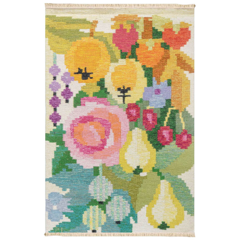 Abstract Floral Pixel Weave Area Rug