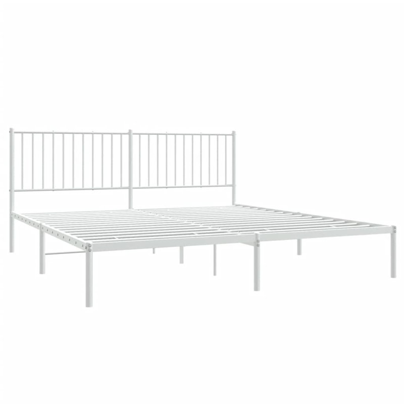 Metal Bed Frame, Heavy-Duty, No Mattress, California King, White 1