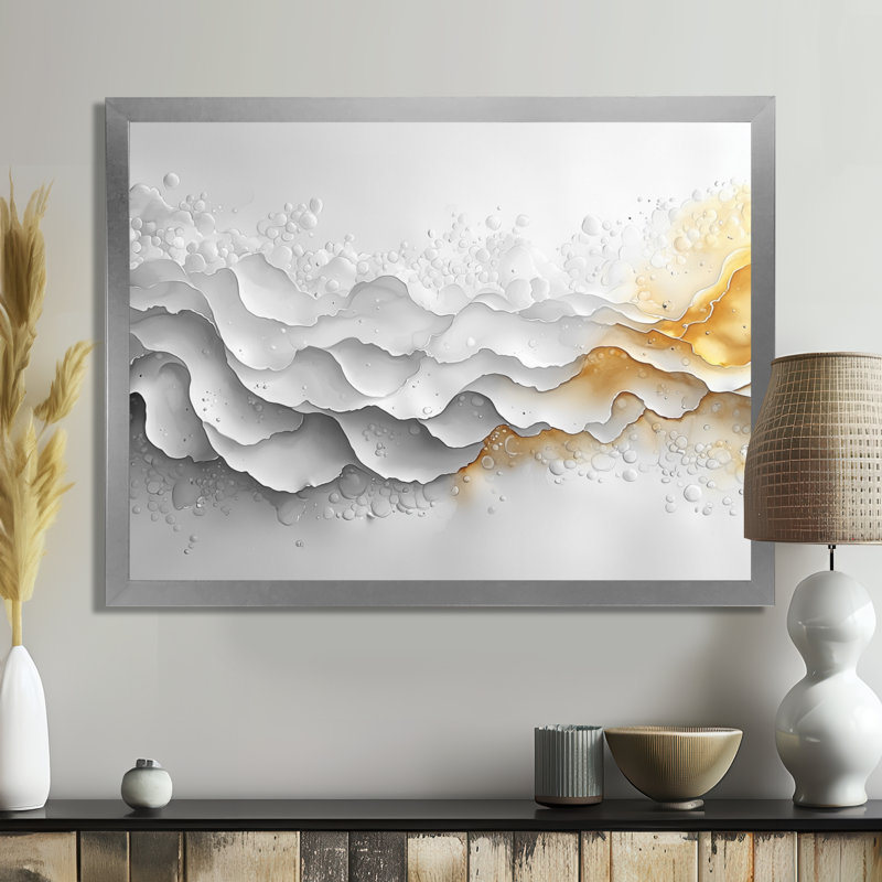 Art mural sur toile Nyrie, Argent argent, Cadre simple, H 16 po x l 32 po