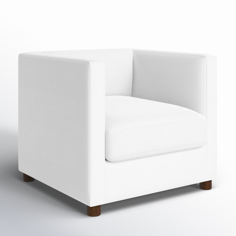 Emilie Upholstered Chair and a Half, Walnut, Classic Bleach White Twill