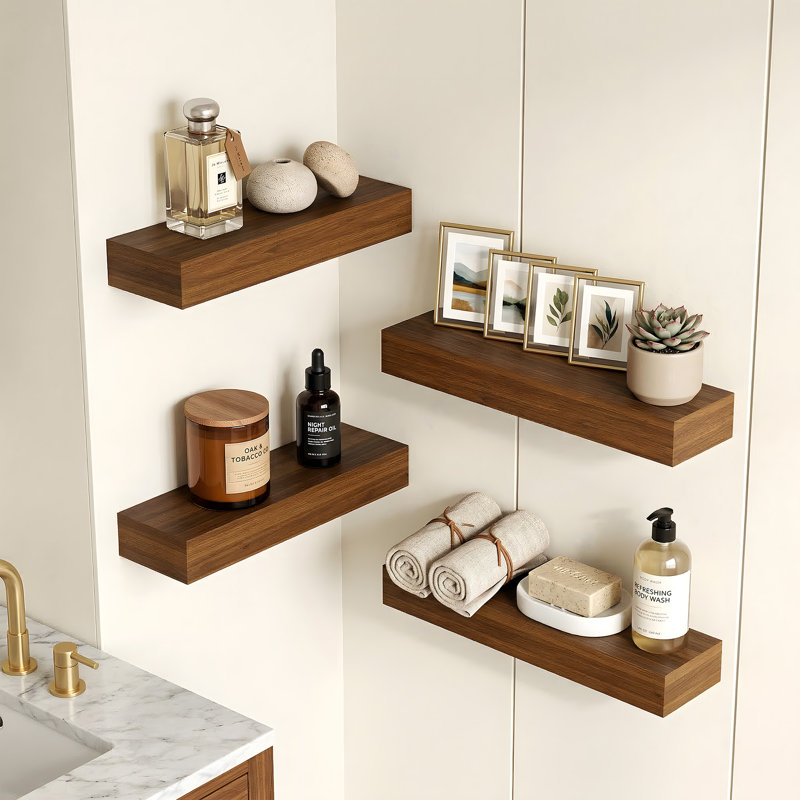 Wooden Floating Wall Shelves, 1.97" H x 16.14" W x 3.94" D