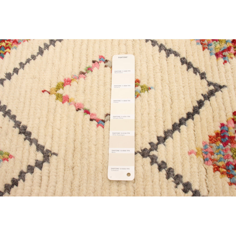 Tapis décoratif en laine noué à la main de conception unique 4 pi 1 po x 6 pi 1 po Ayzah noué à la main