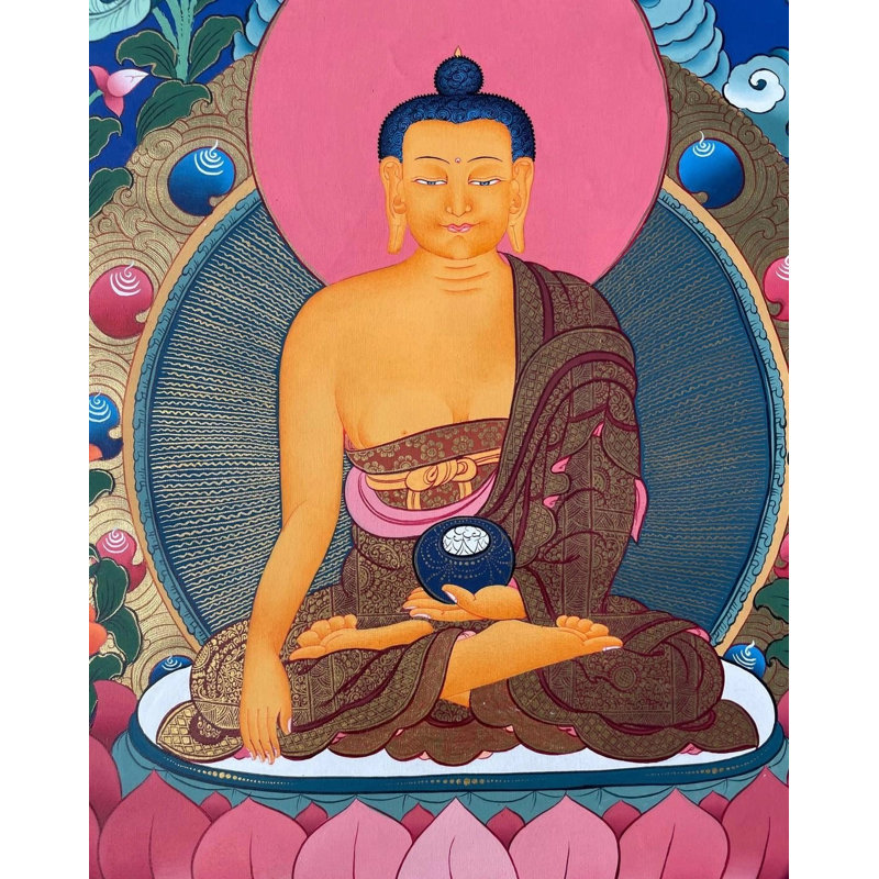 Shakyamuni Buddha With Devotees Thangka (Brocadeless Thangka)