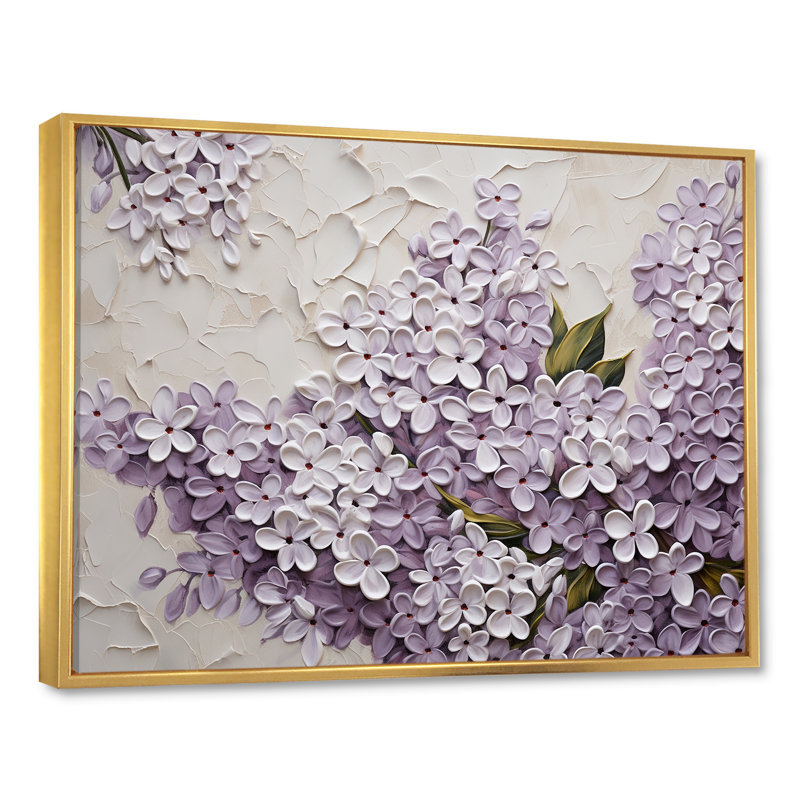 «Blooming Lilac Melody VI» sur toile, Cadre flottant doré, H 16 po x l 32 po x P 1 po