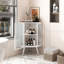 Armoire de coin 21,96 po pour salle de bain, salon, chambre à coucher - blanc avec porte en verre trempé et rangement, chambre à coucher simple et élégante, moderne