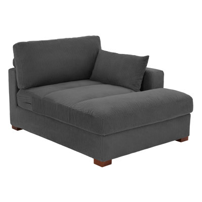 Bentura Oversized Upholstered Corduroy Chaise Lounge with Armrests & Throw Pillows by Wade Logan
