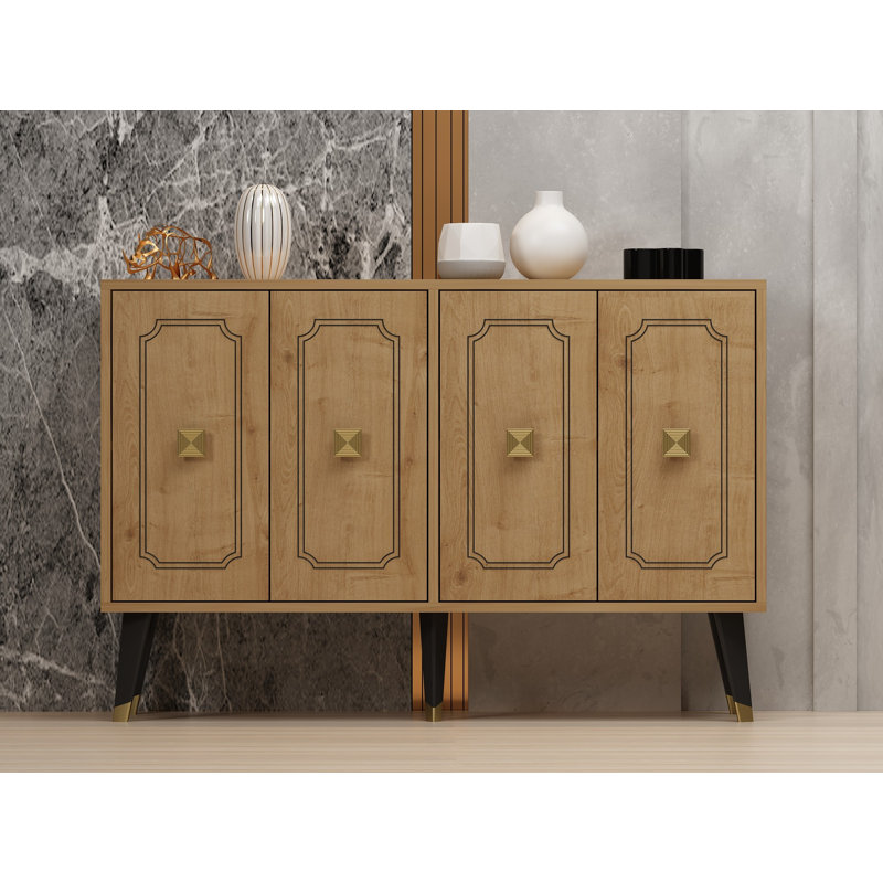 Odessa 80cm Sideboard, Sapphire Oak/Gold