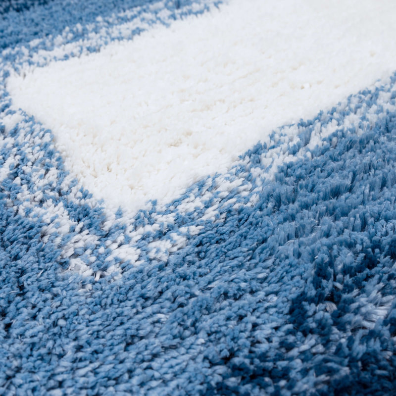 Sparkman Ombre Border Polyester Machine Washable Bath Rug, 20" W x 34" L, Twilight
