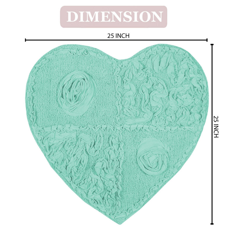 Schoenberger Heart Shape Bath Rug 25"x25", Turquoise
