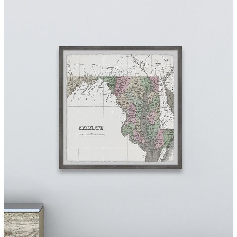 Carte colorée du Maryland - cadre photo, H 12 po x l 12 po x P 1,5 po