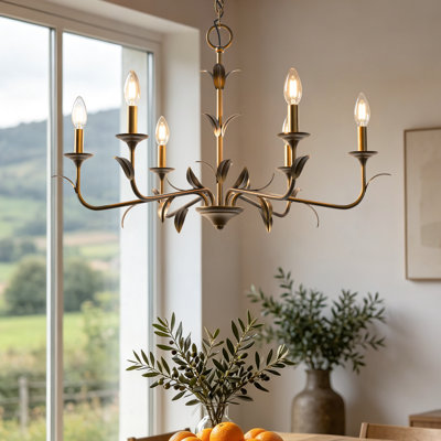 6-Light 30" Antique Brass Classic Candle Style Chandelier for Dining Room/Living Room