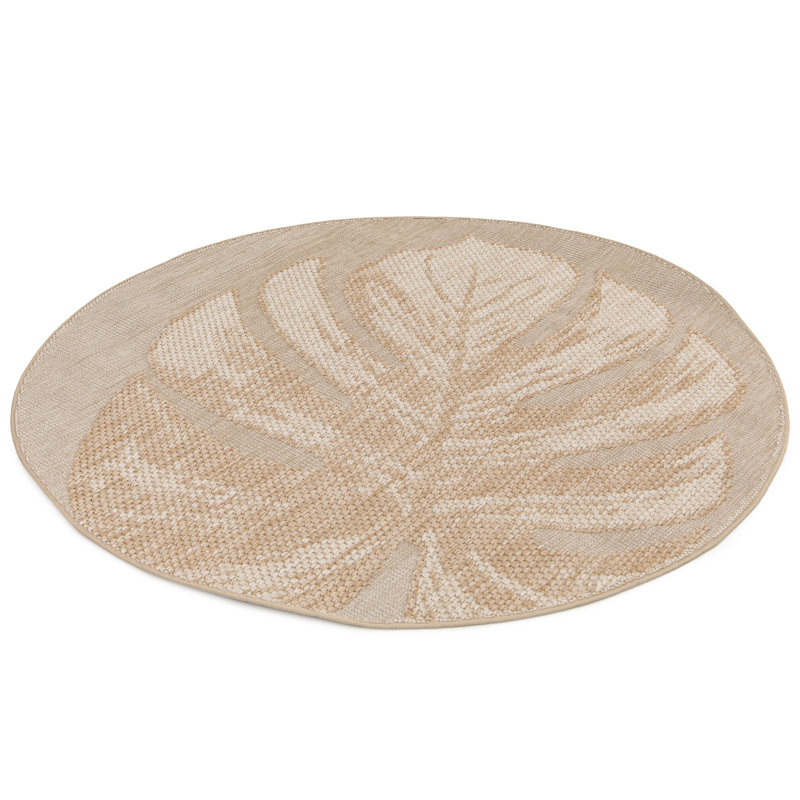 Floral Ribbed Indoor / Outdoor Area Rug, Round 200cm