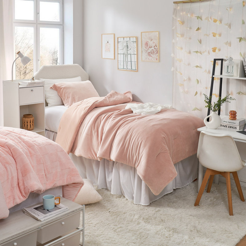Ensemble d'édredon surdimensionné Coma , Édredon simple extra long + 1 taie décorative st, Rose
