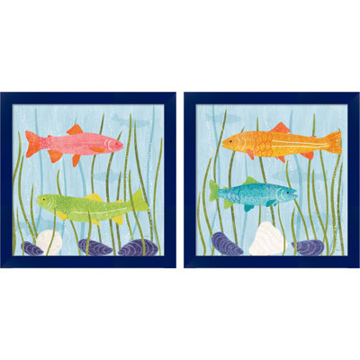 "Coastal Vibes B" par Véronique Charron - Ensemble de 2 peintures encadrées