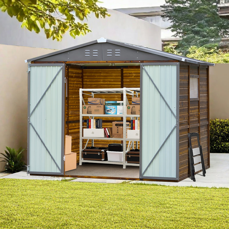 Remise de rangement 6 * 8Ft - Assemblage rapide et ports de ventilation pour le toit en fer