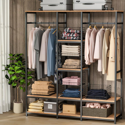 4-Tier Stackable Closet Organizers And Storage Basket, Foldable Closet Shelf Organizer System