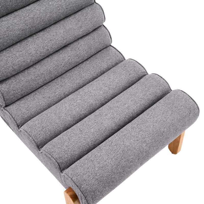 Chaise d'appoint moelleuse avec structure en bois massif, Gris foncé, Naturel