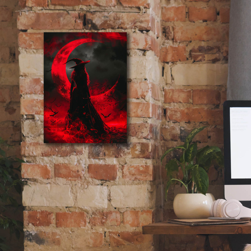 «Crimson Moon Enchantress», art mural sur toile, H 16 po x l 12 po x P 0,75 po