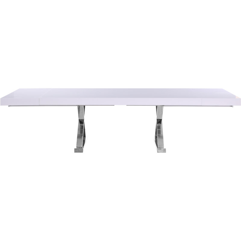 Woolum Metal Base Dining Table, White, Silver