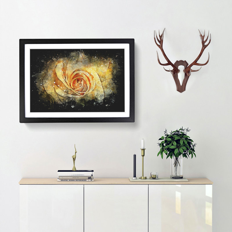 Yellow Rose - Framed Print, 62cm H x 87cm W x 2cm D, Black Framed