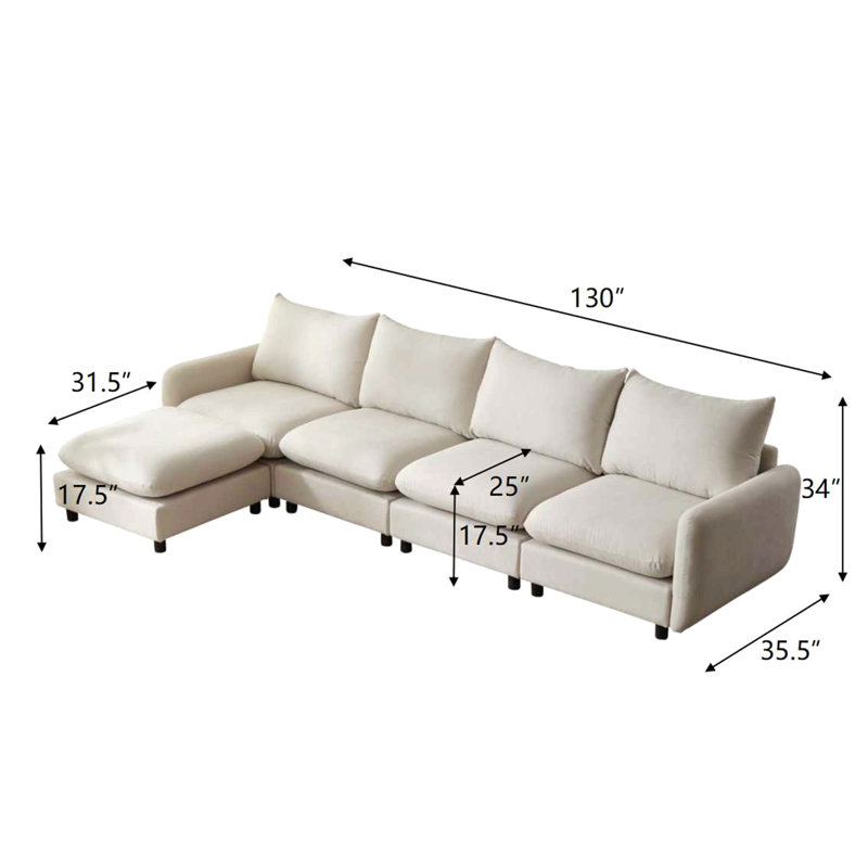 Velvet L-Shaped Sectional