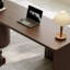 Bureau en bois manufacturé demi-cercle noisette + brun avec 3 tiroirs-1926298406-1926298404