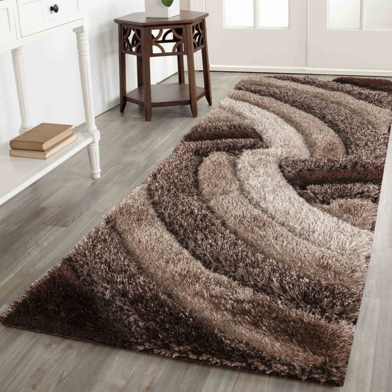 Frio Brown/Beige Shaggy Indoor Rug, Runner 60 x 220cm