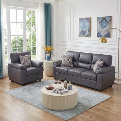 2-Piece Living Room Set - Leathaire Chair And Sofa