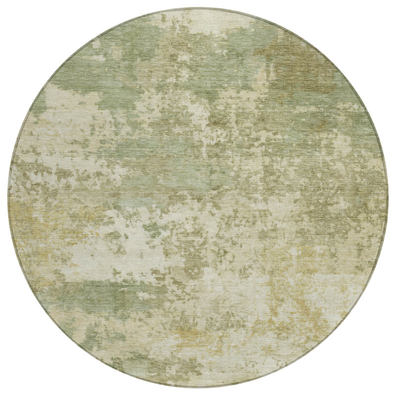 Machine Washable Indoor/Outdoor Earleville ACN2366 Abstract Rug, Round 8'