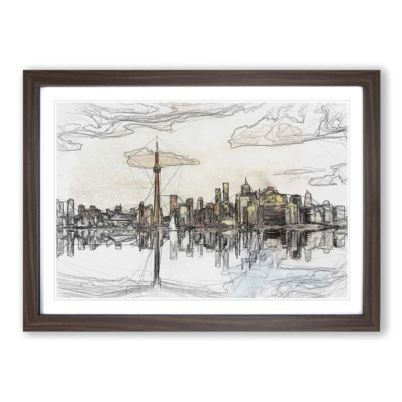 Reflection of the Toronto Skyline in Abstract - Picture Frame Graphic Art Print, 36cm H x 48cm W x 2cm D, Walnut Framed
