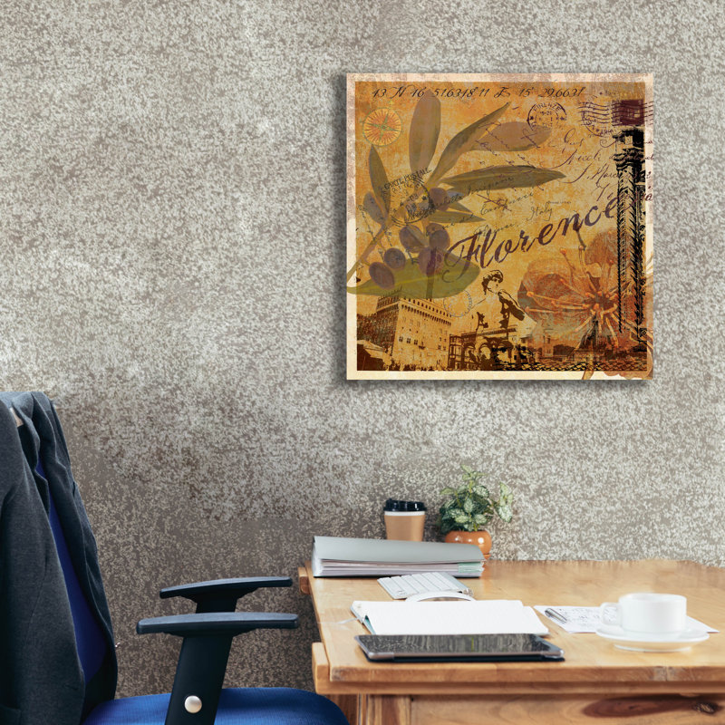 Art mural sur toile Latitude and Latitude Travel To Florence 'par Art Licensing Studio, 26 x 26 po