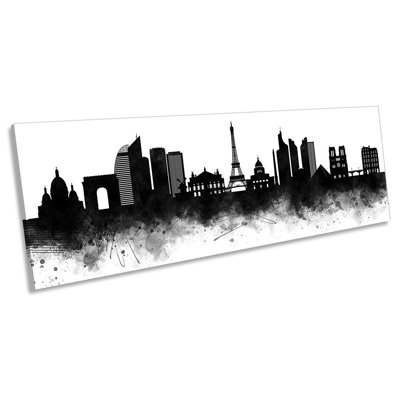 Paris Abstract City Skyline - Wrapped Canvas Panoramic Print